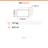 Pizzaofen Holz Steinboden, 600×600 mm Backkammer, 860×990×1760 mm – Technische Daten