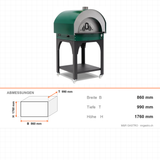 Pizzaofen Holz Steinboden, 600×600 mm Backkammer, 860×990×1760 mm – Abmessungen