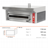 Pizzaofen Elektro Gold Midi einlagig, Ø 340 mm 4 Pizzen, 7,5 kW, 400 V, 1134×1091×710 mm – Abmessungen