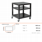 Untergestell, 1,23 m³, 1486×890×430 mm, Edelstahl AISI 304 – Abmessungen