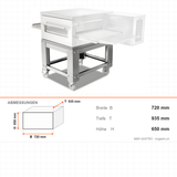 Untergestell, 0,43 m³, 720×935×650 mm, Edelstahl AISI 304 – Abmessungen