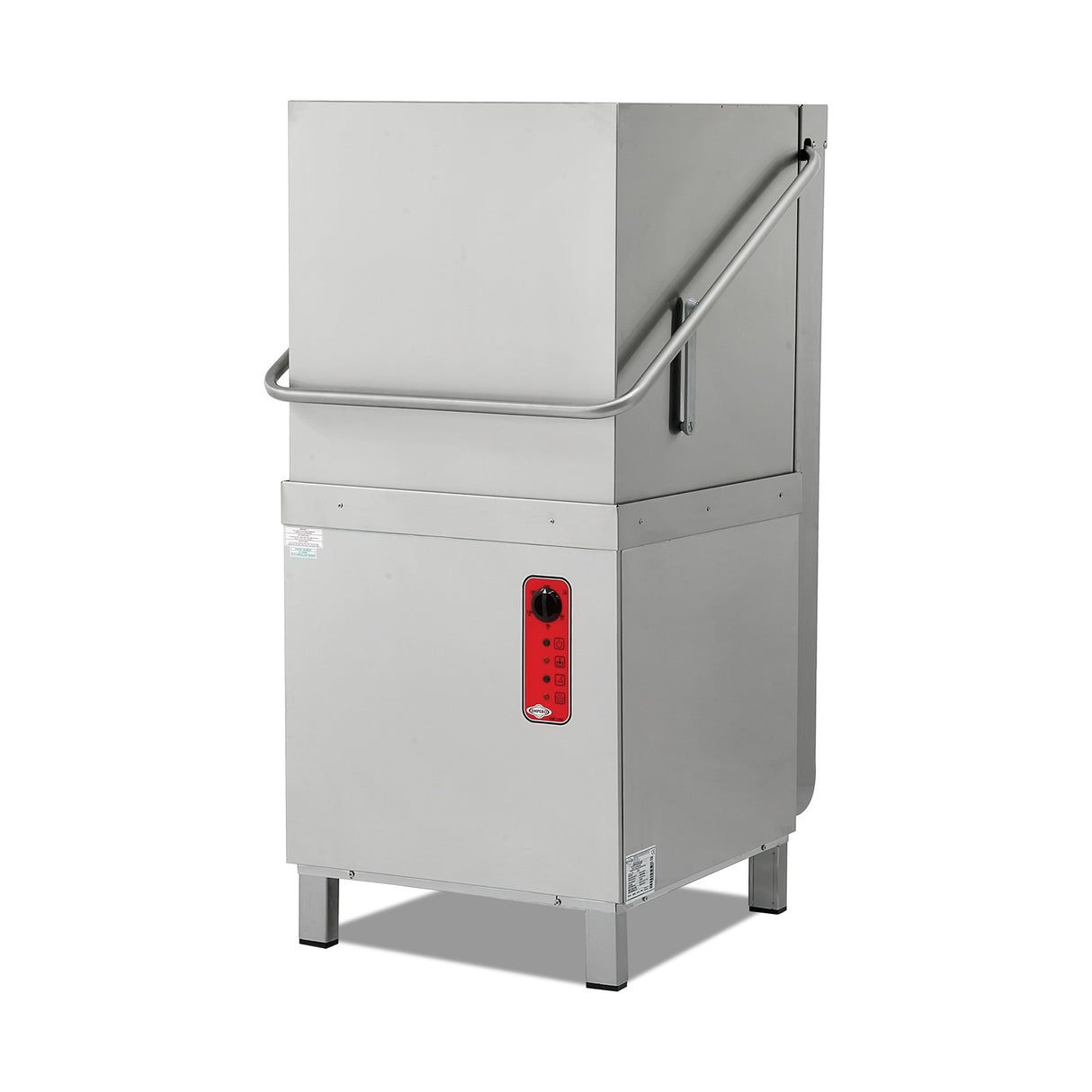 Haubenspülmaschine, Digitalsteuerung, 1000 Teller/Stunde, 4 Programme, Korb 500×500 mm, 9 kW, mit Dosierpumpen, 740×830×1485 mm – Produktbild