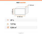 Vakuumbehälter, GN 1/1, 27 L, Edelstahl, 530×325×200 mm – Technische Daten