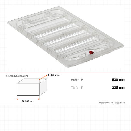 Vakuumdeckel GN 1/1, Edelstahl, 530×325 mm, inkl. Dichtung und Ventil – Abmessungen