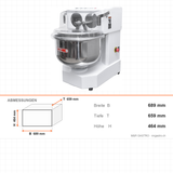 Doppelarm-Teigknetmaschine, 30 L, 13 kg Teig, 5 Geschwindigkeiten, 1,5 kW, 230V, 689×659×464 mm – Abmessungen