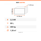 Planeten-Rührmaschine, 80 L, stufenlose Geschwindigkeit, Schüssellift, 2,2 kW, 400V, 790×1075×1625 mm – Technische Daten