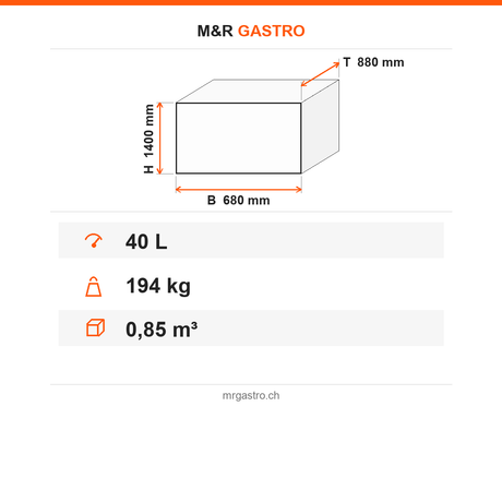 Planeten-Rührmaschine, 40 L, 3 Geschwindigkeiten, 400V, 680×880×1400 mm – Technische Daten