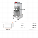 Planeten-Rührmaschine, 60 L, 3 Geschwindigkeiten, 400V, 680×860×1380 mm – Abmessungen