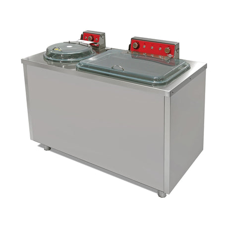 Gemüsewasch- und Trockenmaschine, 157 Liter Edelstahltank, verstellbarer Wasserdruck, Sedimentationskammer, Edelstahl, 1300×660×987 mm – Produktbild
