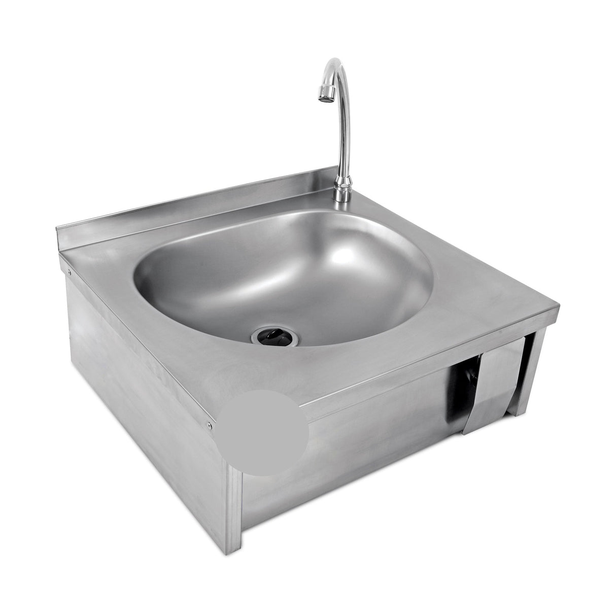 Handwaschbecken Wandmontage, Kniebedienung, Edelstahl, 505×450×220 mm – Produktbild
