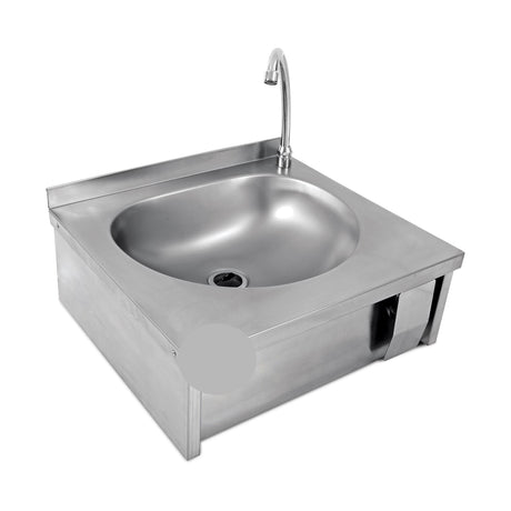 Handwaschbecken Wandmontage, Kniebedienung, Edelstahl, 505×450×220 mm – Produktbild