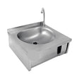 Handwaschbecken Wandmontage, Kniebedienung, Edelstahl, 400×400×220 mm – Produktbild