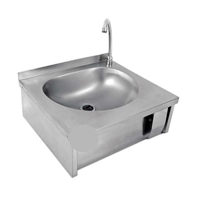 Handwaschbecken Wandmontage, Kniebedienung, Edelstahl, 400×400×220 mm – Produktbild