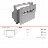 Kaffeeschublade, 2 kg Behälter, Mahlwerk Ø 60 mm, thermischer Motorschutz, Edelstahl AISI 304, 389×239×310 mm – Abmessungen