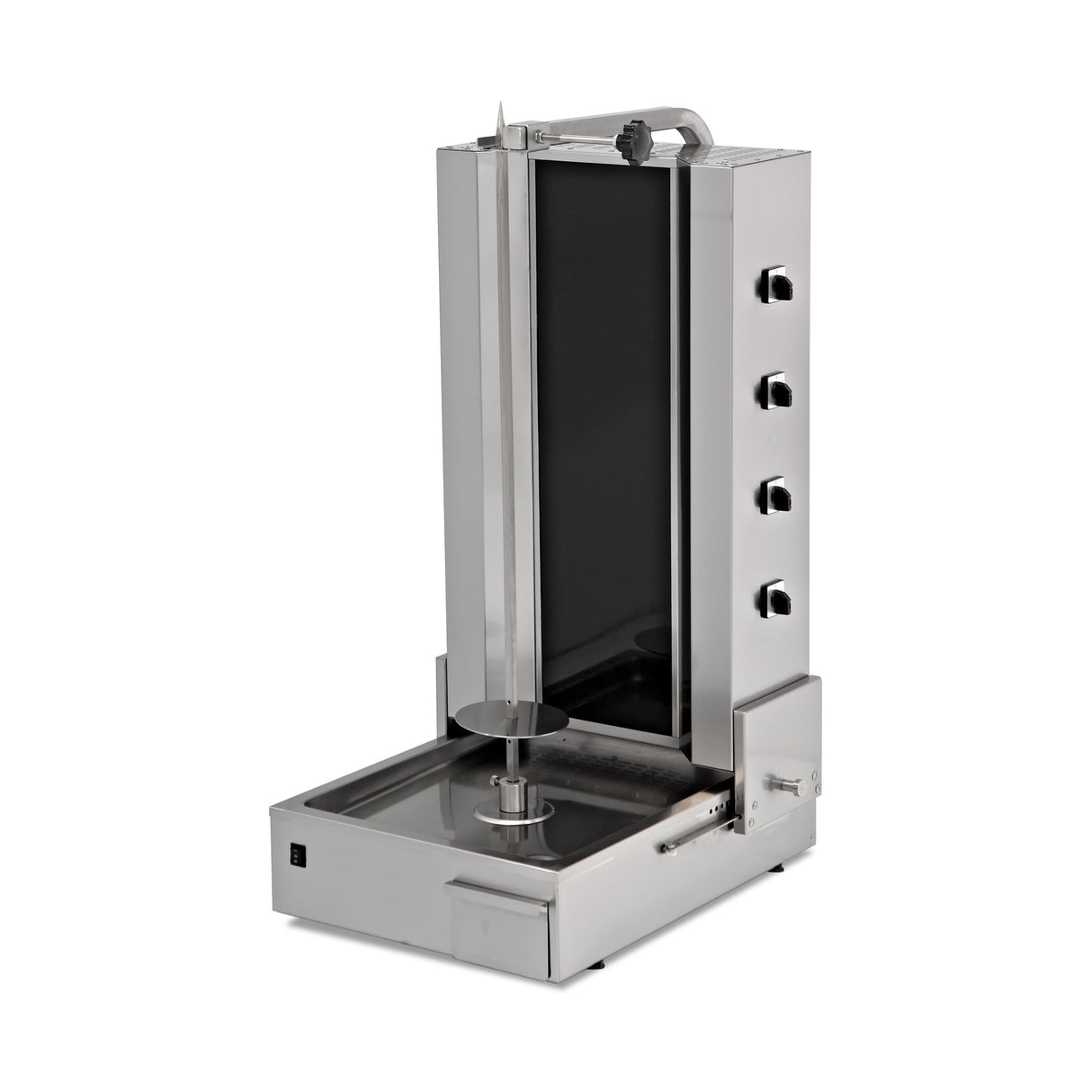 Elektro-Dönergrill mit ROBAX-Glasscheibe, Motor unten, 5 Brenner, 9 kW, 568×706×1337 mm – Produktbild