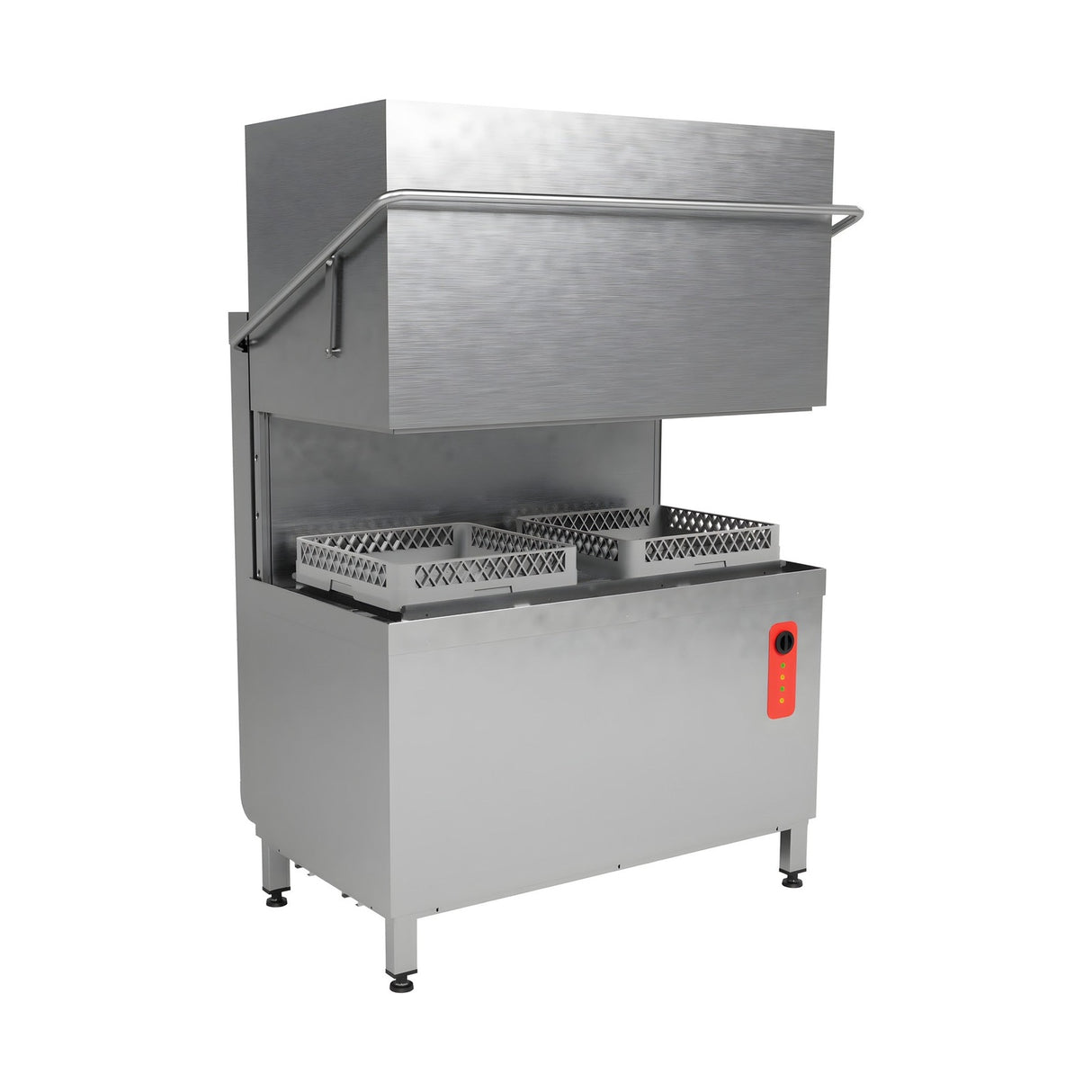 Haubenspülmaschine, Digitalsteuerung, 2000 Teller/Stunde, 3 Programme, 2 Waschmotoren, Korb 500×500 mm, 19 kW, 1360×835×1480 mm – Produktbild