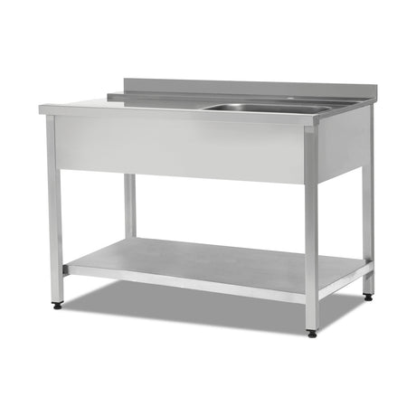 Spülmaschinentisch Einlaufseite, 1 Becken links, 1500×750×890 mm, mit Grundboden – Produktbild