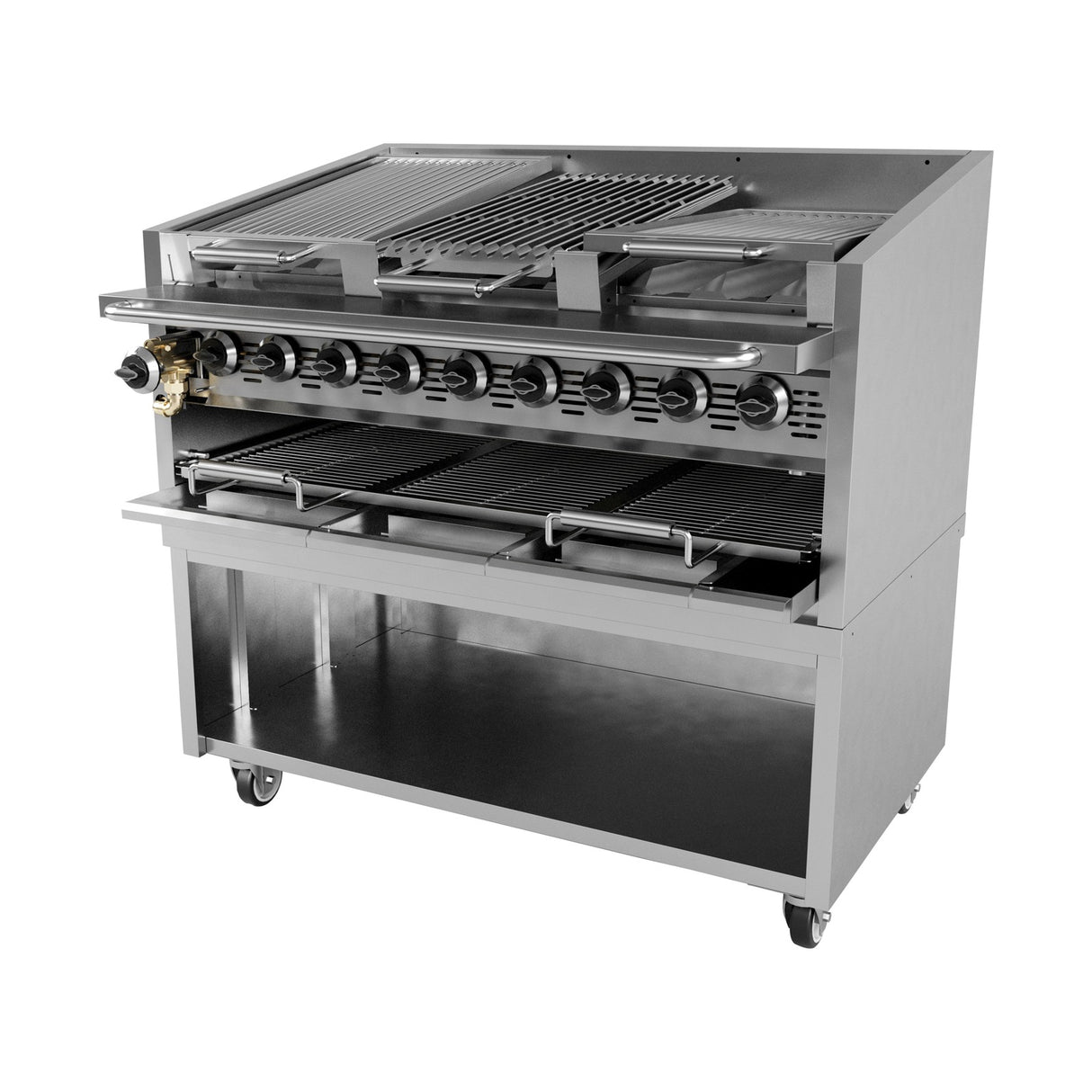 Gas-Lavasteingrill American, 36,2 kW, Mehrzonen-Heizung, Gusseisenbrenner, 1160×920×1100 mm, Serie 700 – Produktbild