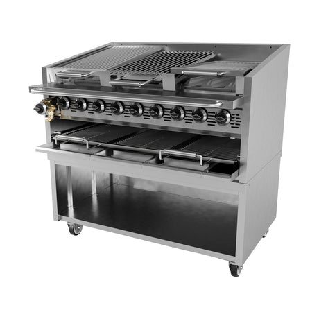 Gas-Lavasteingrill American, 36,2 kW, Mehrzonen-Heizung, Gusseisenbrenner, 1160×920×1100 mm, Serie 700 – Produktbild