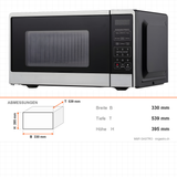 Mikrowelle kompakt, 30 Liter, 0,9 kW, 10 Leistungsstufen, Drehteller Ø 315 mm, 330×539×395 mm – Abmessungen
