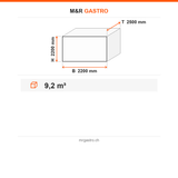 Kühlzelle, 2200×2500×2200 mm, 9,2 m³, 100 mm PU, mit Aggregat, 0/5 °C – Technische Daten
