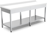 Table de travail – étagère intermédiaire – 2400×700×850 mm – pieds réglables – inox