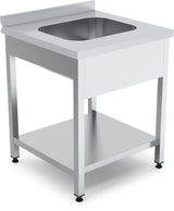 Tavolo da lavoro con lavello – 1 vasca – acciaio inox – con ripiano inferiore – 700×600×850 mm