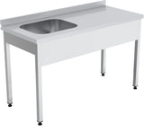Tavolo con lavello integrato a sinistra – acciaio inox – 1600×600×850 mm