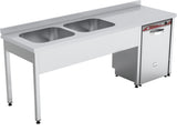 Lavello – 2 vasche a sinistra – acciaio inox – 1600×700×850 mm – robusto a sinistra