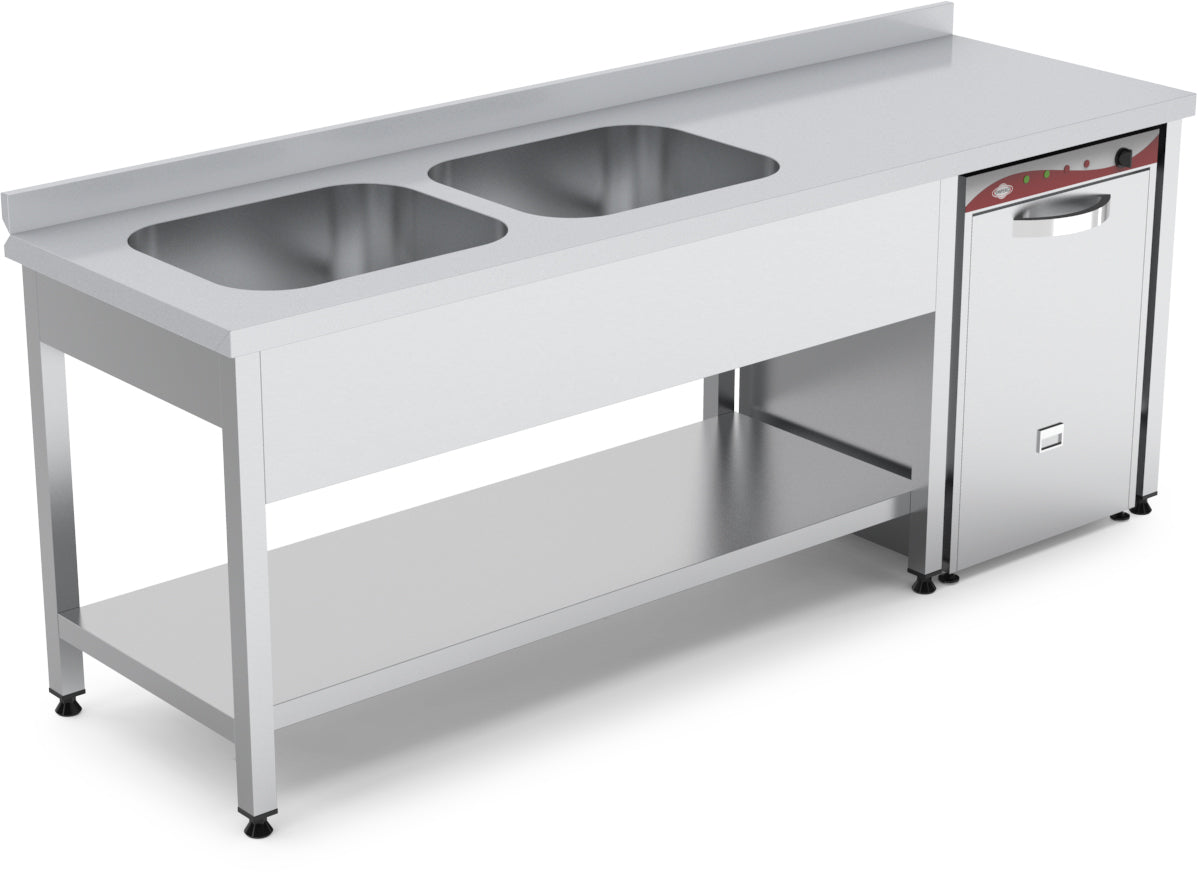 Spüle mit 2 Becken links - 1800x700x850 mm