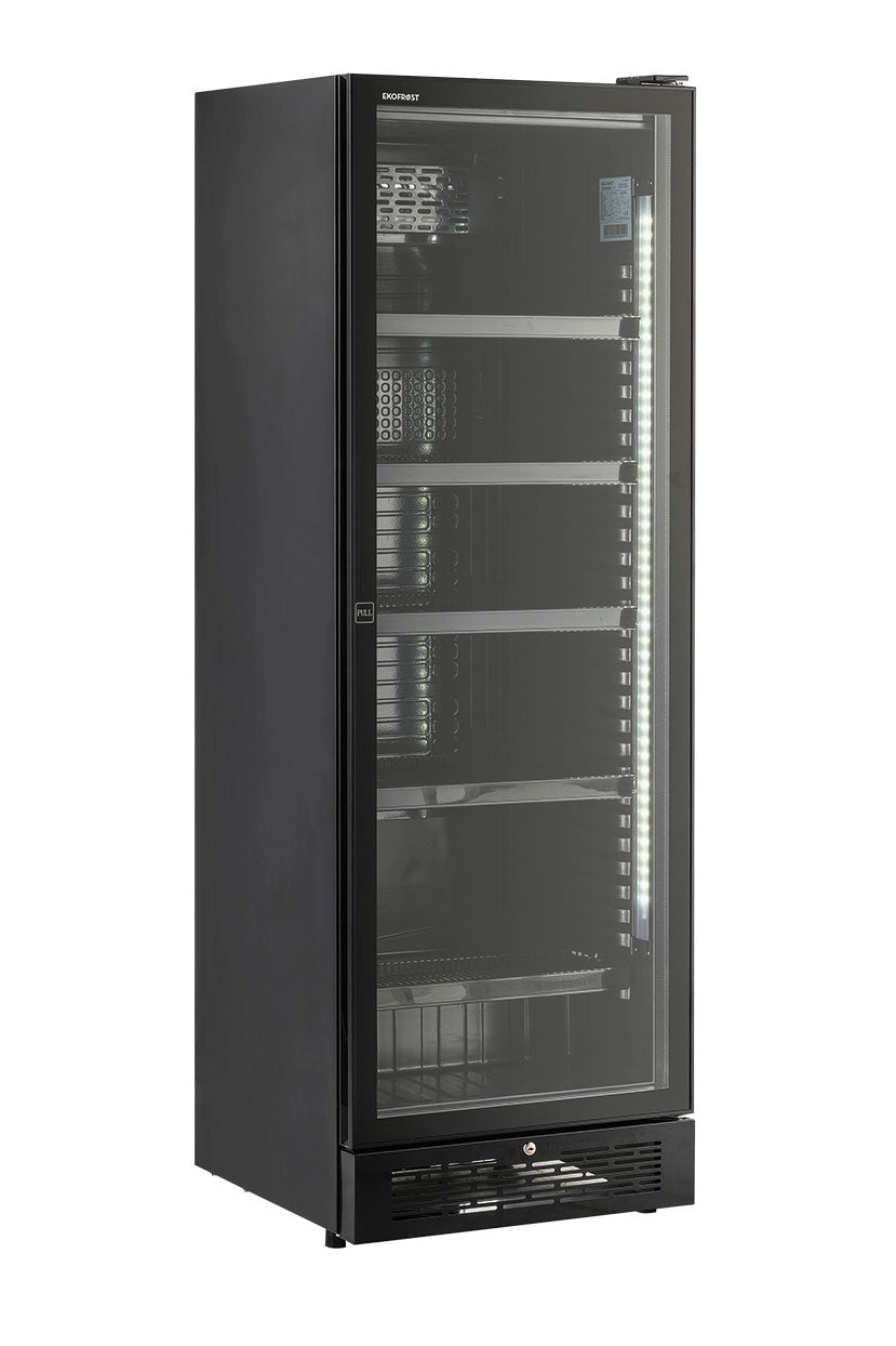 EKG 380 FL BLK Glastür-Getränkekühlschrank 320 L