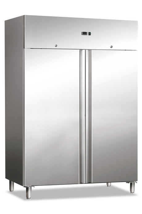 Belüfteter Edelstahl-Doppel­tür-Kühlschrank GN 1410 TN