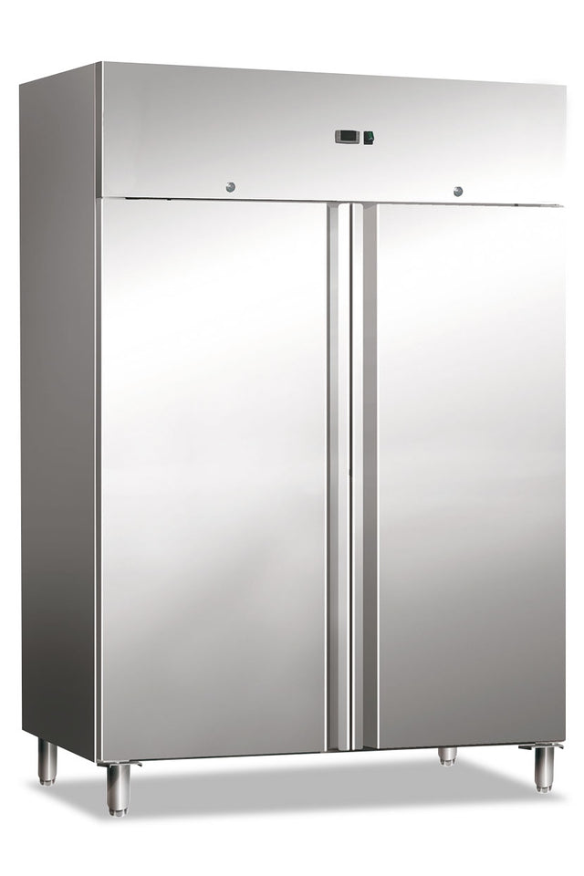 Belüfteter Edelstahl-Doppel­tür-Kühlschrank GN 1410 TN