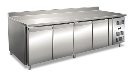 GN 4200 TN WITH SPLASHBACK ventilierter vier Tür Kühltisch 2230×700×950 mm