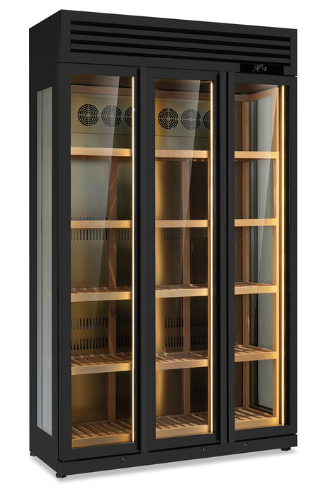 WINELUX 135 BLK belüfteter Weinkühlschrank drei Türen 901 L