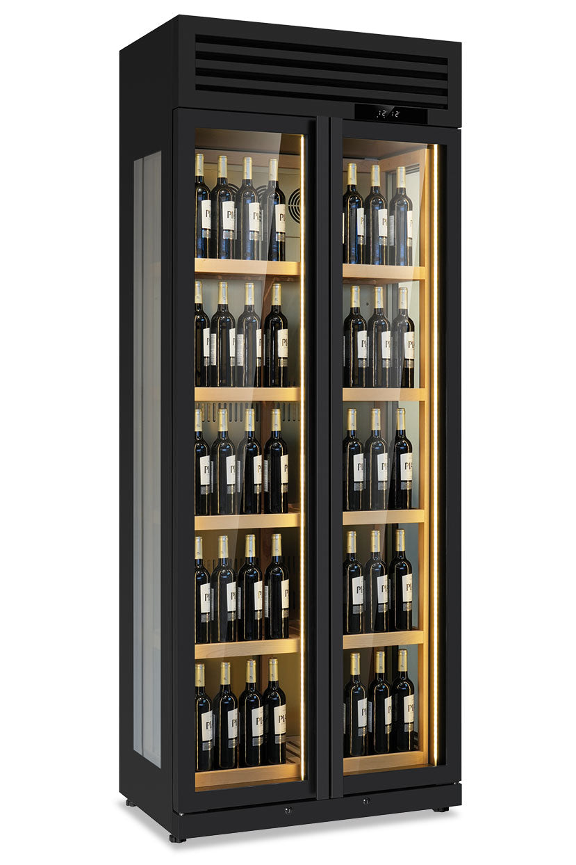 Ventilierter zweiflügeliger Weinkühlschrank WINELUX 902 BLK 576 L