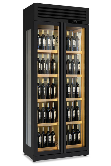 Ventilierter zweiflügeliger Weinkühlschrank WINELUX 902 BLK 576 L