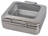 Square Chafing Dish 2/3 Gn Glass Lid Induction Bottom - 410x480x165 mm