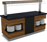 Table buffet – plateau en granite – pare-éclaboussures – éclairage LED – Style Sumela – 1000×900×900 mm