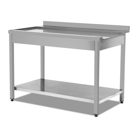 Spültisch Zu-/Auslauftisch rechts 1200×750×890 mm mit Ablageboden