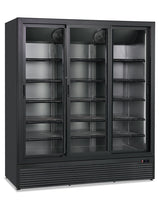 Glastür-Getränkekühlschrank CL 1700 3G SL BLACK mit drei Schiebetüren