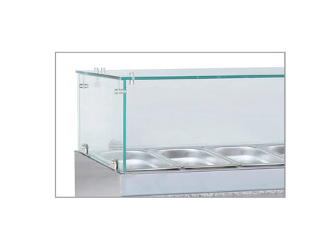 Saladette-Kühltisch - Glasaufsatz - 251 L netto - +2 °C / +8 °C - 1365×700×1180 mm