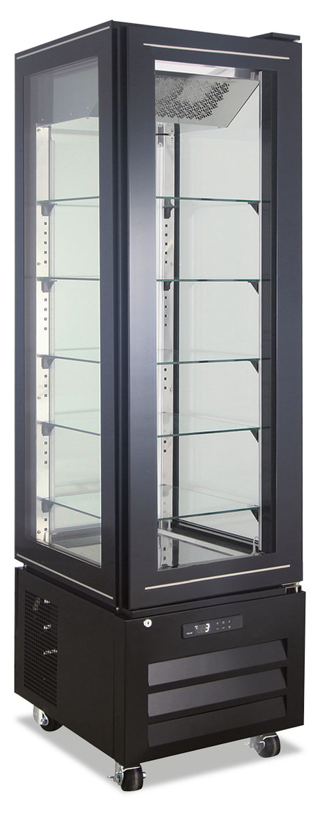 Glas-Tiefkühlvitrine - Schwarz - 138 L netto - −22 °C / −18 °C - 450×650×1950 mm