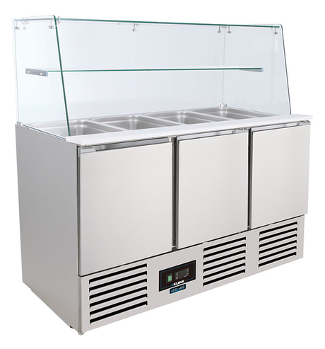 Saladette-Kühltisch - Glasaufsatz - 251 L netto - +2 °C / +8 °C - 1365×700×1340 mm