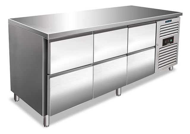Tavolo refrigerato - 6 cassetti - 194 L netti - −2 °C / +8 °C - 1795×700×860 mm