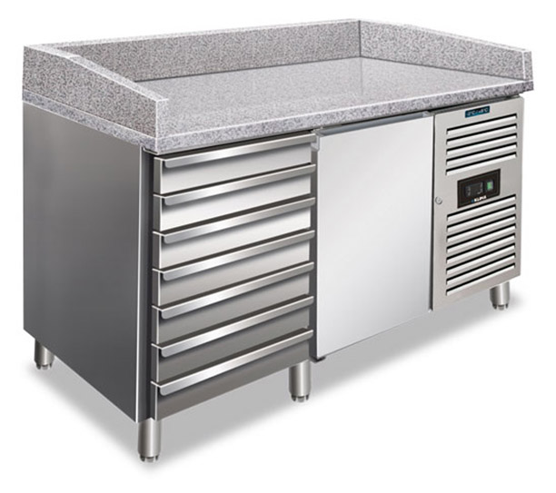 Pizza-Kühltisch - 127 L netto - +2 °C / +8 °C - 1515×800×1000 mm