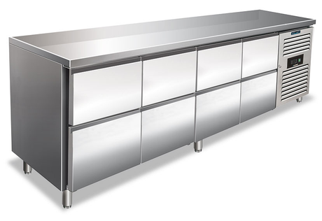 Kühltisch - 8 Schubladen - 393 L netto - −2 °C / +8 °C - 2230×700×860 mm