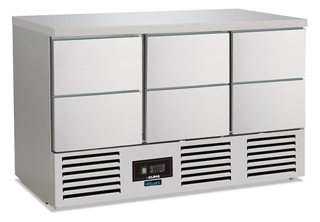 Saladette-Kühltisch - 6 Schubladen - 132 L netto - +2 °C / +8 °C - 1368×700×870 mm