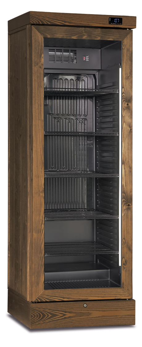 Weinkühlschrank - Mittlerer Nussbaumton - 274 L netto - +3 °C / +16 °C (Ventilator ein) - 660×645×1885 mm