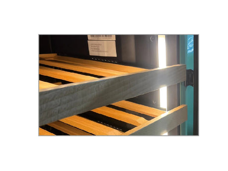 wooden shelves with sliding system